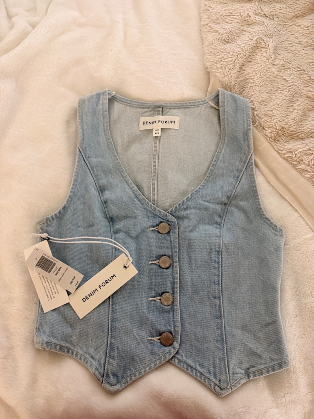 Denim Forum Baby Baby Bleu Light Wash Denim Vest